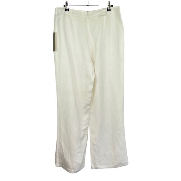 Kenar White Linen Blend Wide Leg Pants Women's Sz 10 New - Picture 2 of 5
